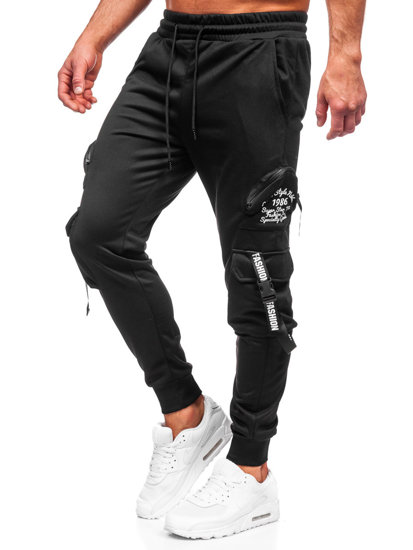 Pantaloni cargo negri pantaloni de jogging pentru bărbați Bolf HS7172