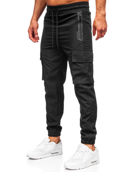 Pantaloni cargo negri pentru bărbați pantaloni de jogging pantaloni de trening de la Bolf HSS297