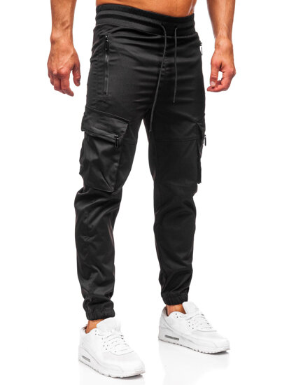 Pantaloni cargo negri pentru bărbați pantaloni de jogging pantaloni de trening de la Bolf HSS300