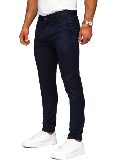 Pantaloni chinos în carouri albastru-cerneala Bolf 0030