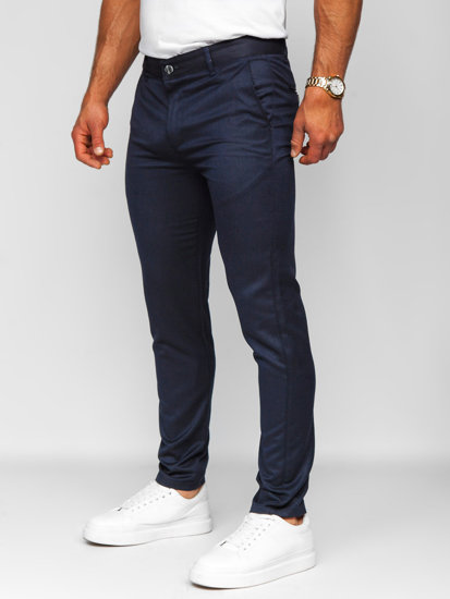 Pantaloni chinos în carouri bleumarin Bolf 0030