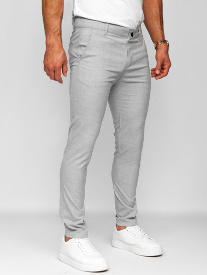 Pantaloni chinos în carouri gri Bolf 0041