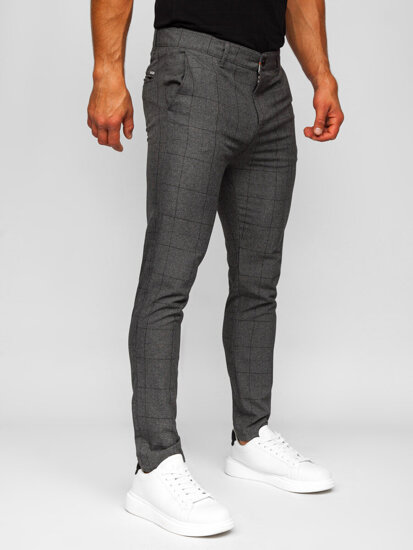 Pantaloni chinos în carouri gri-negri Bolf 0032