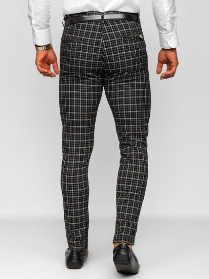 Pantaloni chinos în carouri negri Bolf 0035