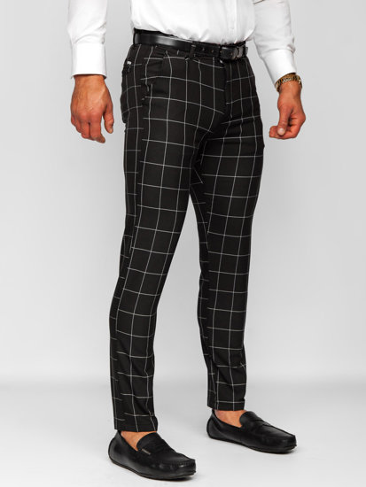 Pantaloni chinos în carouri negri Bolf 0040