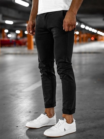 Pantaloni chinos negri bărbați Bolf 1146