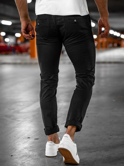 Pantaloni chinos negri bărbați Bolf 1146