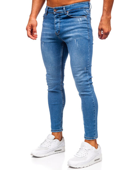 Pantaloni de blugi skinny pentru bărbați, de culoare bleumarin, Bolf 5828