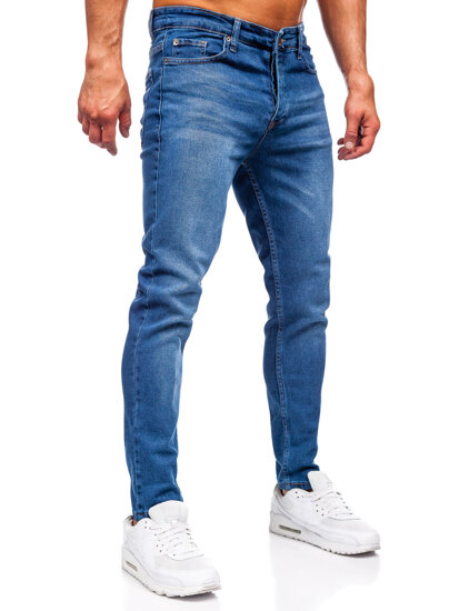 Pantaloni de blugi slim pentru bărbați, de culoare bleumarin, Bolf 6430