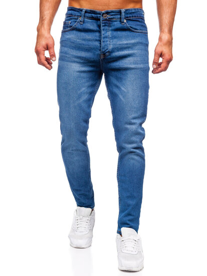 Pantaloni de blugi slim pentru bărbați, de culoare bleumarin, Bolf 6430