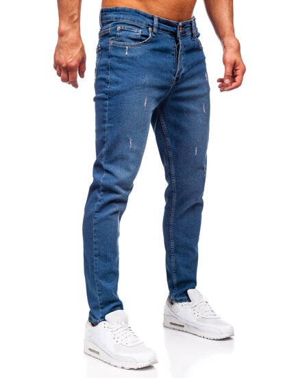 Pantaloni de blugi slim pentru bărbați, de culoare bleumarin, Bolf 6452