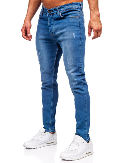 Pantaloni de blugi slim pentru bărbați, de culoare bleumarin, Bolf 6458