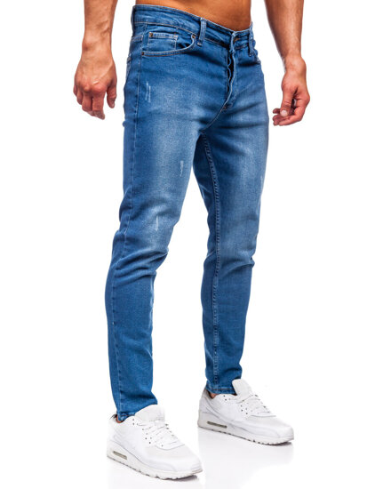 Pantaloni de blugi slim pentru bărbați, de culoare bleumarin, Bolf 6458