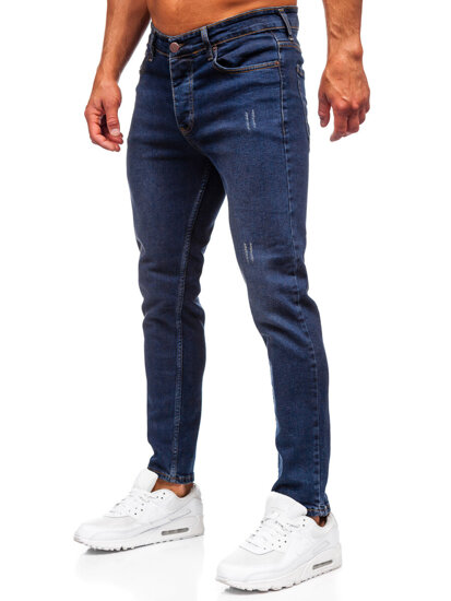 Pantaloni de blugi slim pentru bărbați, de culoare bleumarin, Bolf 6479