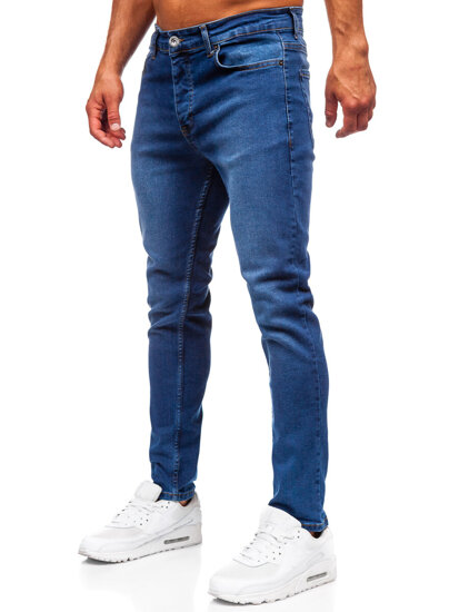 Pantaloni de blugi slim pentru bărbați, de culoare bleumarin, Bolf 6591