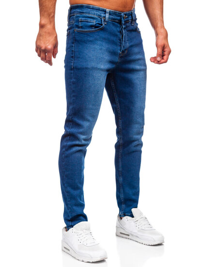 Pantaloni de blugi slim pentru bărbați, de culoare bleumarin, Bolf 6715