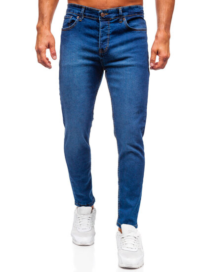 Pantaloni de blugi slim pentru bărbați, de culoare bleumarin, Bolf 6811