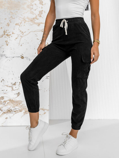 Pantaloni de jogging cargo de damă cu nervuri negre de la Bolf W7860