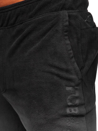 Pantaloni de jogging din fleece pentru bărbați negri 4F SPMD014