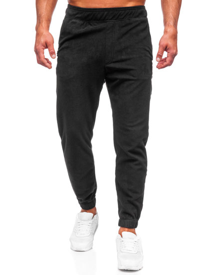 Pantaloni de jogging din fleece pentru bărbați negri 4F SPMD014