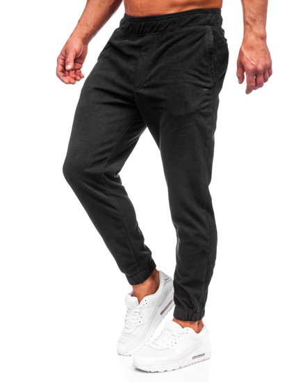 Pantaloni de jogging din fleece pentru bărbați negri 4F SPMD014