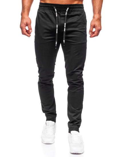 Pantaloni de jogging din material negru pentru bărbați Bolf KA6078