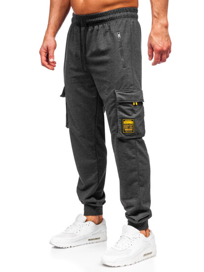 Pantaloni de trening joggers cargo gri-antracit Bolf JX6359