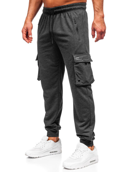 Pantaloni de trening joggers cargo gri-antracit Bolf JX6360