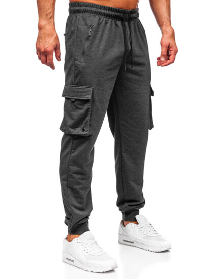 Pantaloni de trening joggers cargo gri-antracit Bolf JX6360