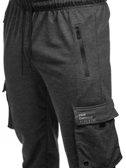 Pantaloni de trening joggers cargo gri-antracit Bolf JX6360