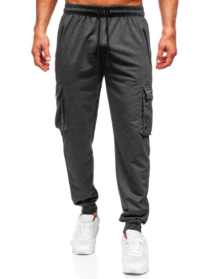 Pantaloni de trening joggers cargo gri-antracit Bolf JX6360