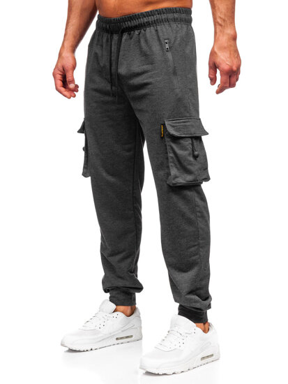 Pantaloni de trening joggers cargo gri-antracit Bolf JX6363