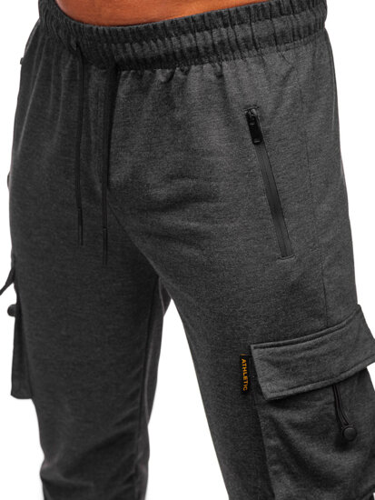 Pantaloni de trening joggers cargo gri-antracit Bolf JX6363