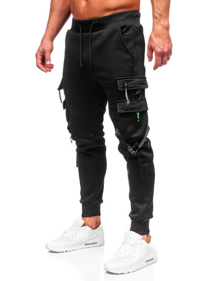 Pantaloni de trening joggers cargo negri Bolf HSS015