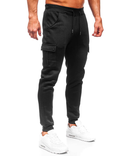 Pantaloni de trening joggers cargo negri Bolf HY-809