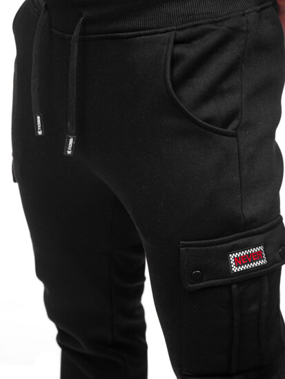 Pantaloni de trening joggers cargo negri Bolf HY-809