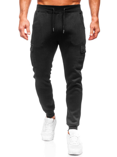 Pantaloni de trening joggers cargo negri Bolf HY-809