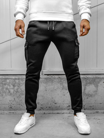 Pantaloni de trening joggers cargo negri Bolf HY-809A