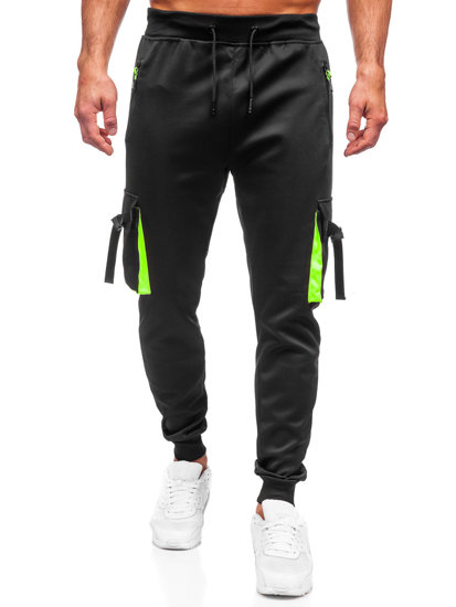 Pantaloni de trening  negri cargo joggers Bolf 8K1116