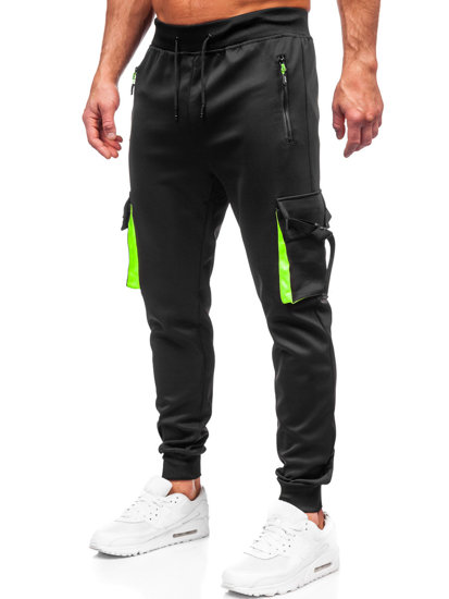 Pantaloni de trening  negri cargo joggers Bolf 8K1116