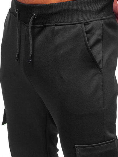 Pantaloni de trening negri cargo joggers Bolf 8K1130