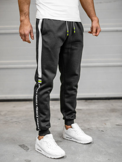 Pantaloni de trening negri-verzi cu imprimeu Bolf AM125B