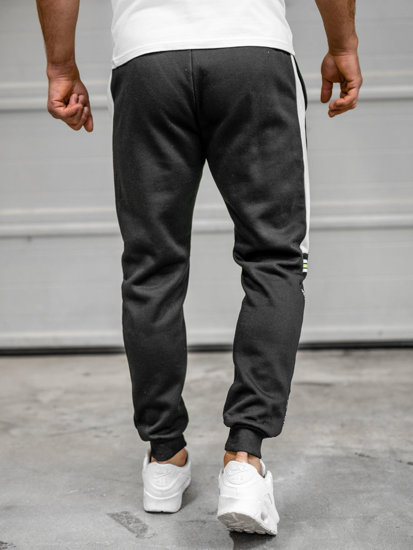 Pantaloni de trening negri-verzi cu imprimeu Bolf AM125B