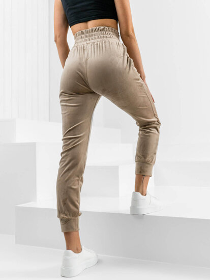 Pantaloni de trening velur bej dame Bolf W7685