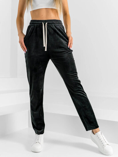 Pantaloni de trening velur negri dame Bolf W7626