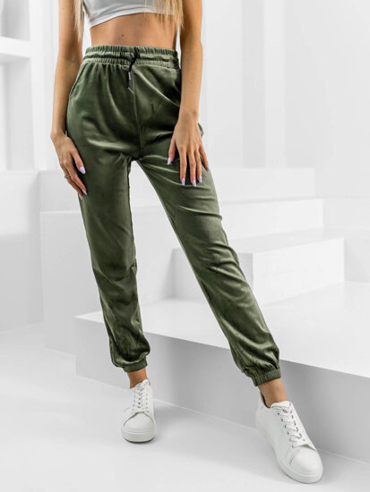 Pantaloni de trening velur verzi dame Bolf HL241