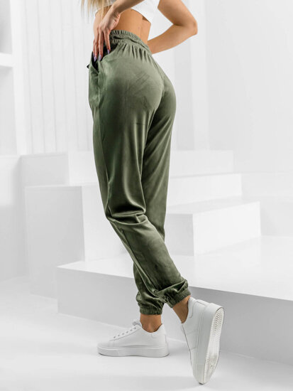 Pantaloni de trening velur verzi dame Bolf HL241