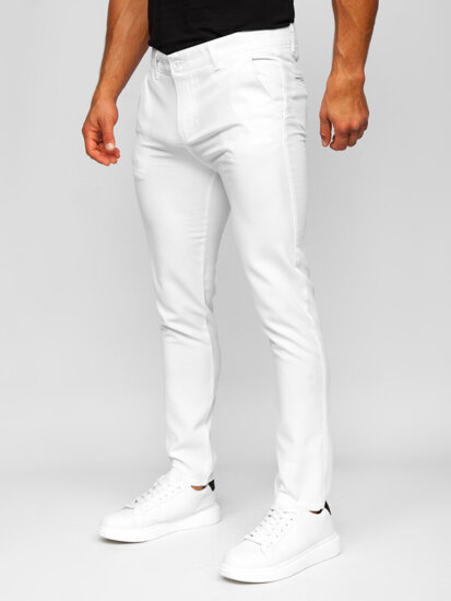 Pantaloni în carouri chinos albi Bolf 0055