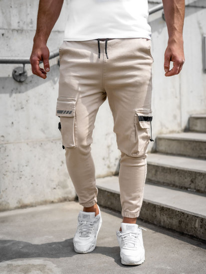 Pantaloni joggers cargo bej Bolf 6685