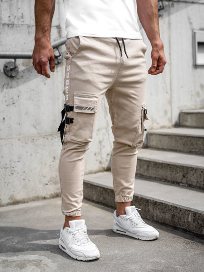 Pantaloni joggers cargo bej Bolf 6685